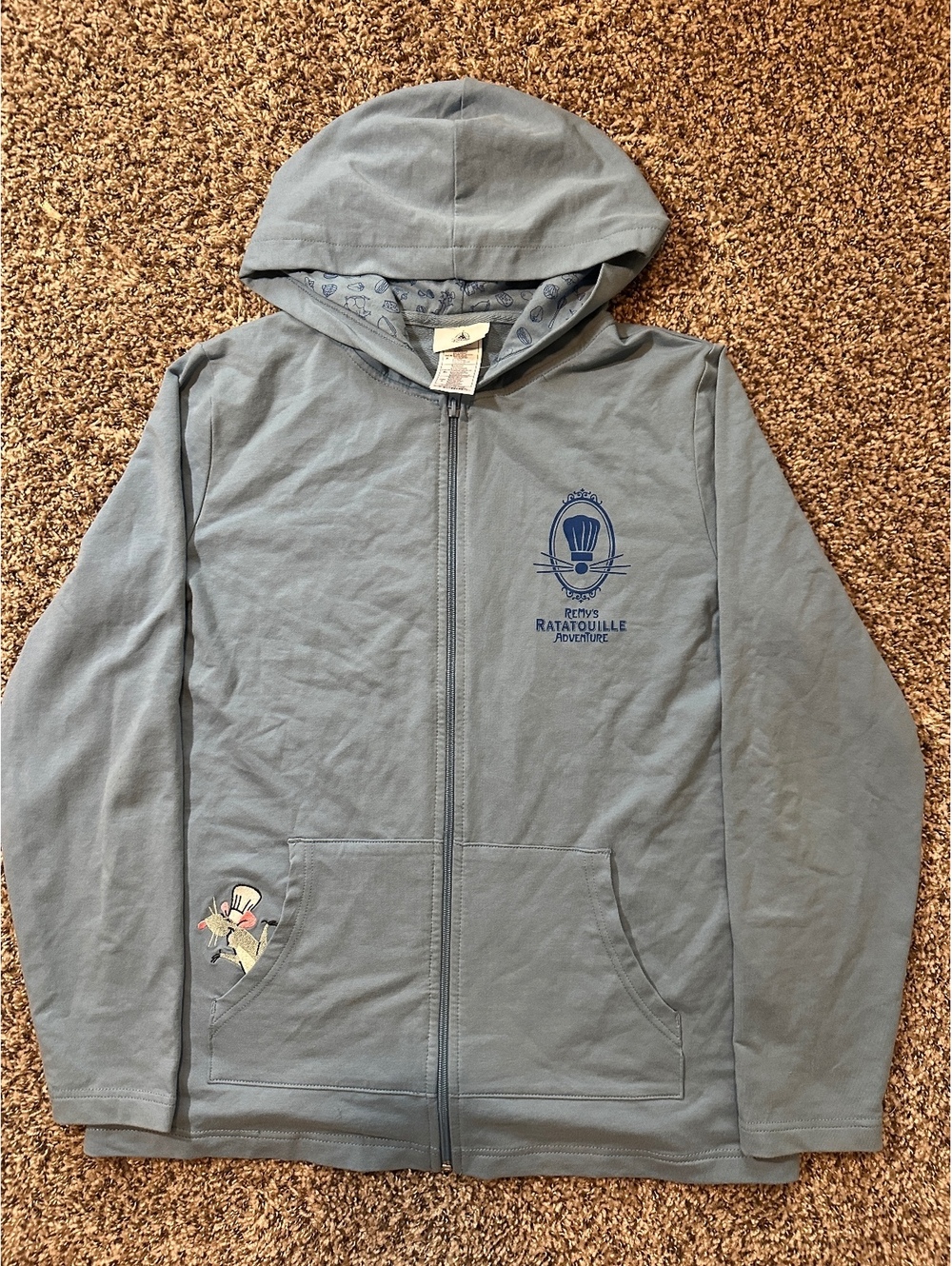 Disney Parks Epcot Remy's Ratatouille Adventure Womens XL Zip UP Hoodie Blue,